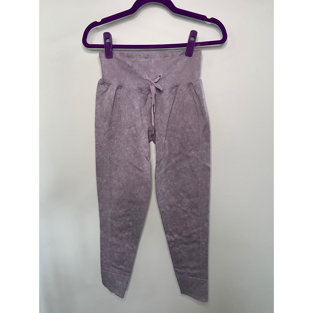 Victoria's Secret PINK Ribbed Seamless Leggings Purple Acid Wash Drawstring XS